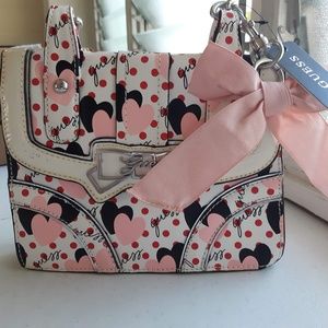 RARE GUESS  HANDBAG Pink Multi Pin up